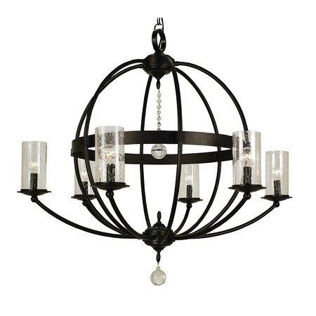 6-Light Matte Black Compass Foyer Chandelier